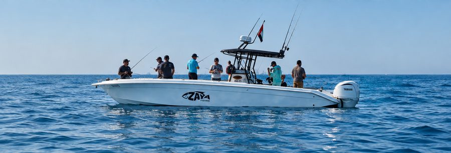 zaya-white-boat-new Zaya White fishing boat at sea with anglers aboard